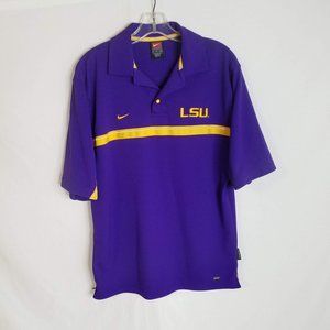 Nike Dri-Fit LSU Tigers Short Sleeve Polo Golf Shirt Mens Size Small